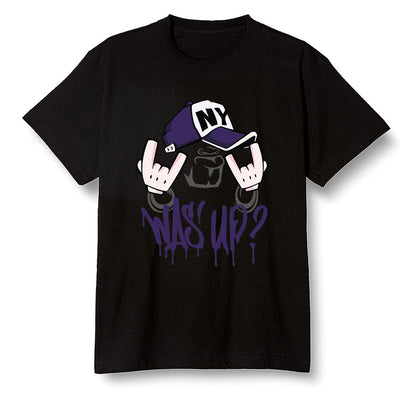 Pop Colour AJ1 Retro High OG Court Purple - Was up  - Black Men T-shirt