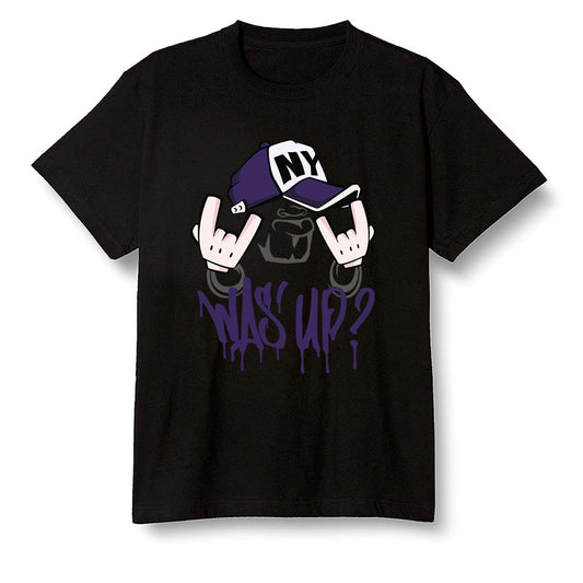 Pop Colour AJ1 Retro High OG Court Purple - Was up  - Black Men T-shirt