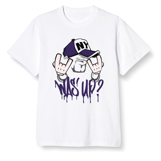 Pop Colour AJ1 Retro High OG Court Purple - Was up  - White Men T-shirt