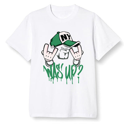Pop Colour AJ13 Retro 'Lucky Green' - Was up - White Men T-shirt