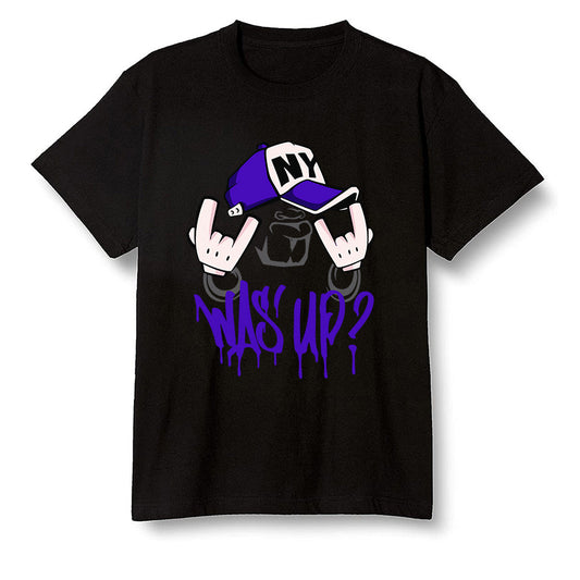 Pop Colour AJ13 Retro Court Purple - Was up - Black Men T-shirt