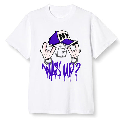 Pop Colour AJ13 Retro Court Purple - Was up - White Men T-shirt