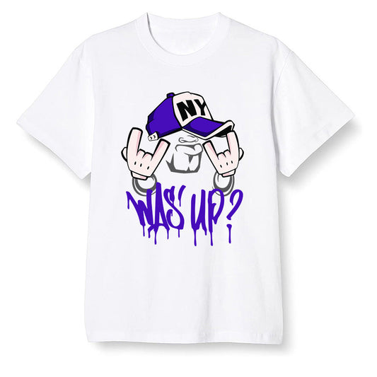 Pop Colour AJ13 Retro Court Purple - Was up - White Men T-shirt