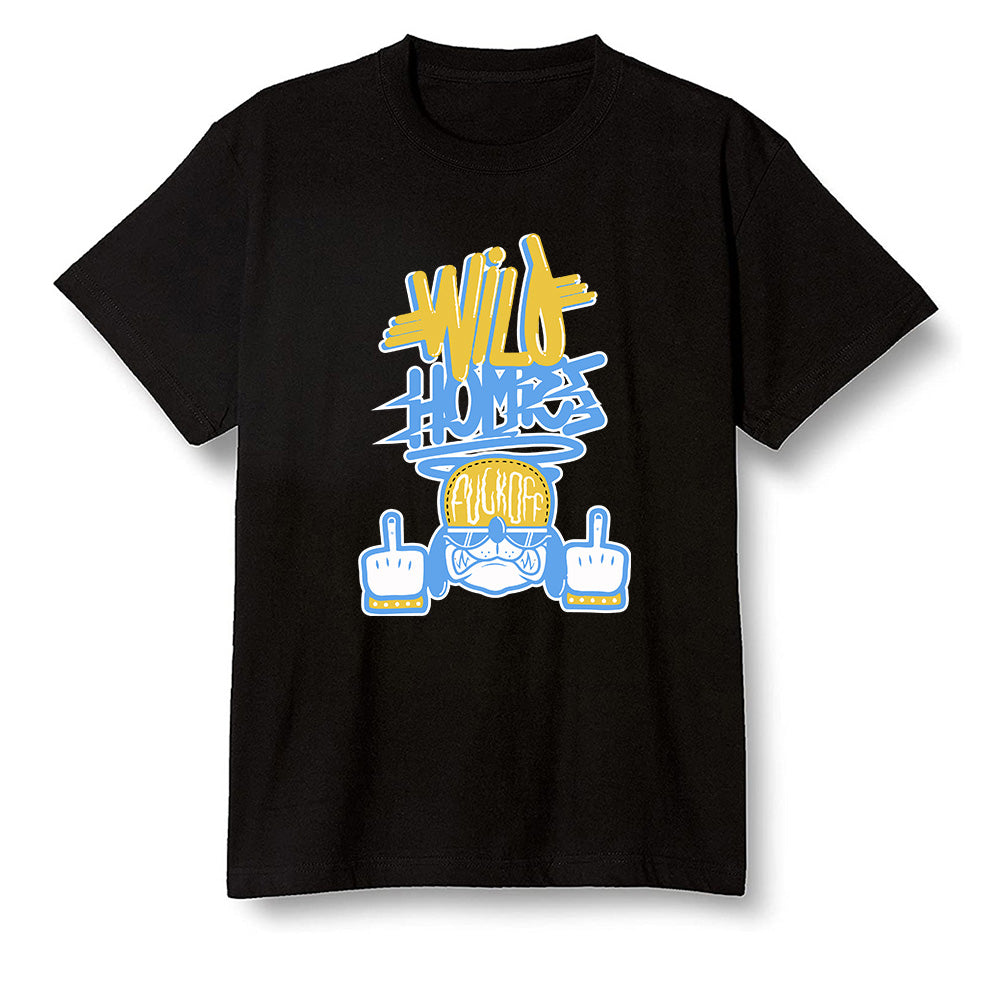 Pop Colour AJ1 Retro Low 'West Coast' White/Varsity Maize-University Blue - Wild Homies  - Black Men T-shirt