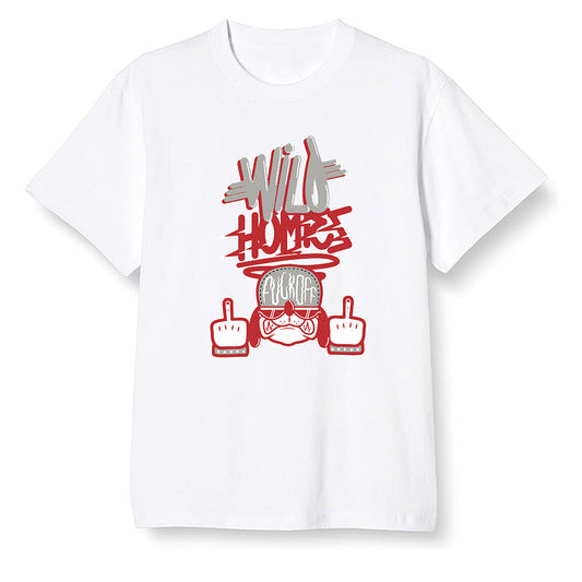 Pop Colour AJ1 Retro Low 'Hare' Grey Mist/University Red-Light Poison - Wild Homies  - White Men T-shirt