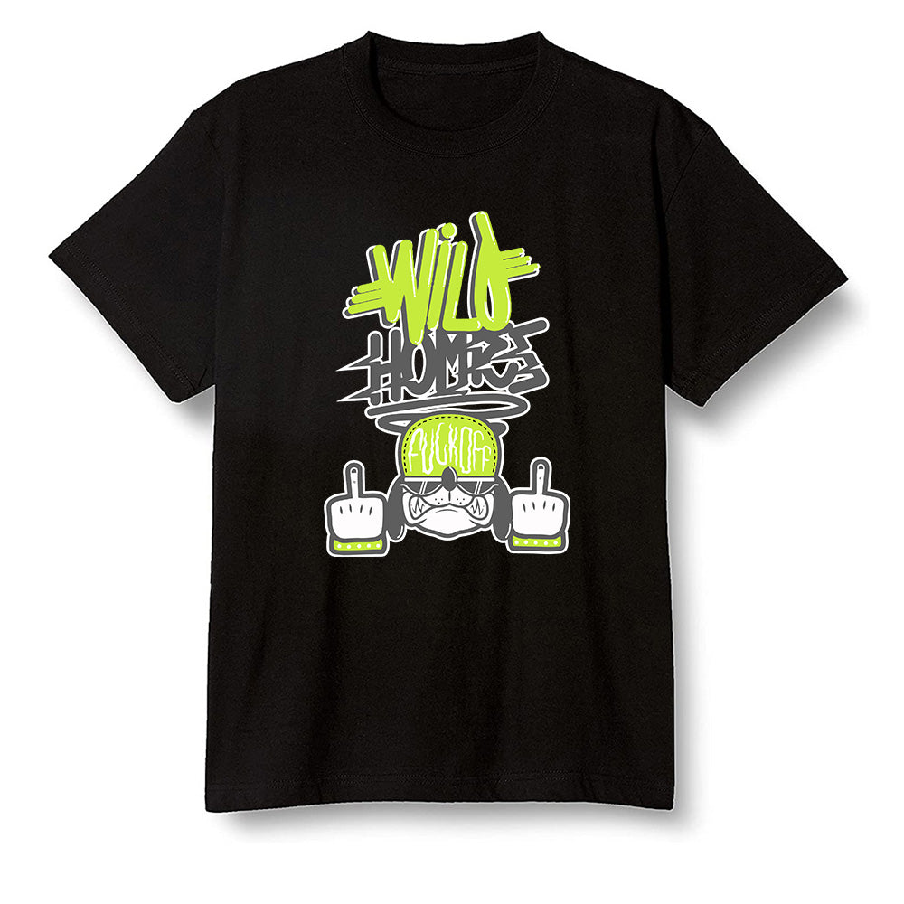 Pop Colour AJ1 Mid Grey Volt - Wild Homies  - Black Men T-shirt