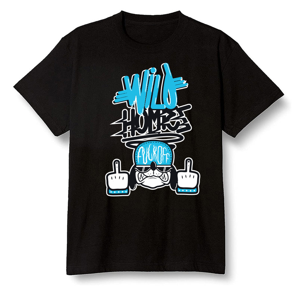 Pop Colour AJ13 Retro Obsidian Powder Blue - Wild Homies - Black Men T-shirt