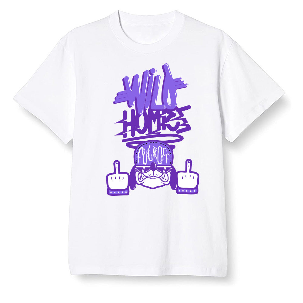 Pop Colour AJ13 Retro Court Purple - Wild Homies - White Men T-shirt