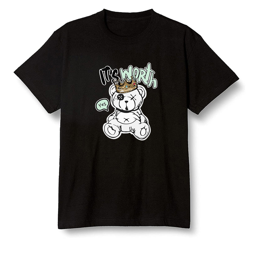 Pop Colour AJ1 Low Retro 'White' White/White-Metallic Silver - Worth Trying Teddy Bear - Black Men T-shirt