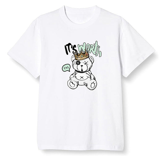 Pop Colour AJ1 Low Retro 'White' White/White-Metallic Silver - Worth Trying Teddy Bear - White Men T-shirt