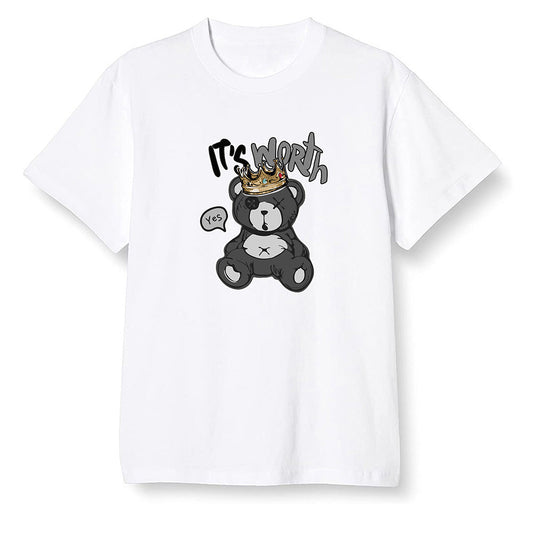 Pop Colour AJ1 Low 'Triple Black' Black - Worth Trying Teddy Bear - White Men T-shirt