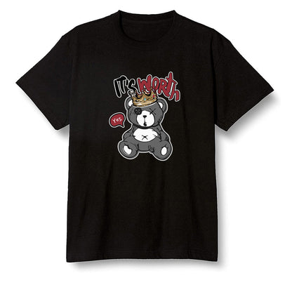 Pop Colour AJ1 Low Black Toe - Worth Trying Teddy Bear - Black Men T-shirt