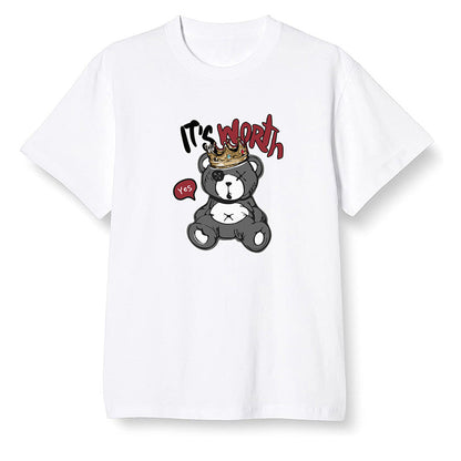 Pop Colour AJ1 Low Black Toe - Worth Trying Teddy Bear - White Men T-shirt