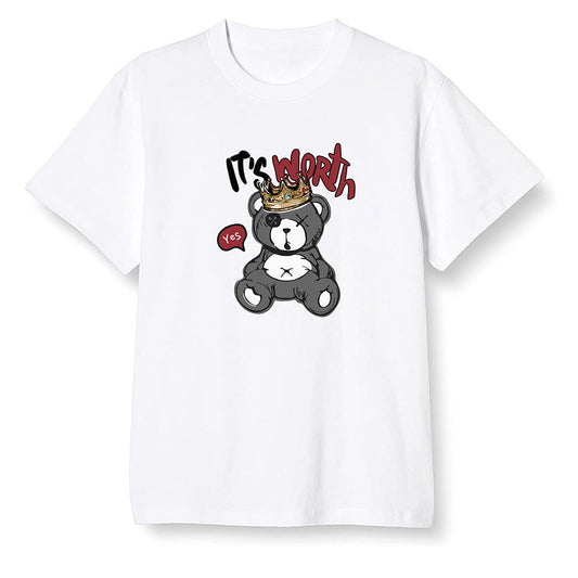 Pop Colour AJ1 Low Black Toe - Worth Trying Teddy Bear - White Men T-shirt