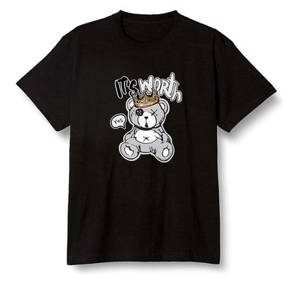 Pop Colour AJ1 Low GS Light Smoke Grey - Worth Trying Teddy Bear - Black Men T-shirt