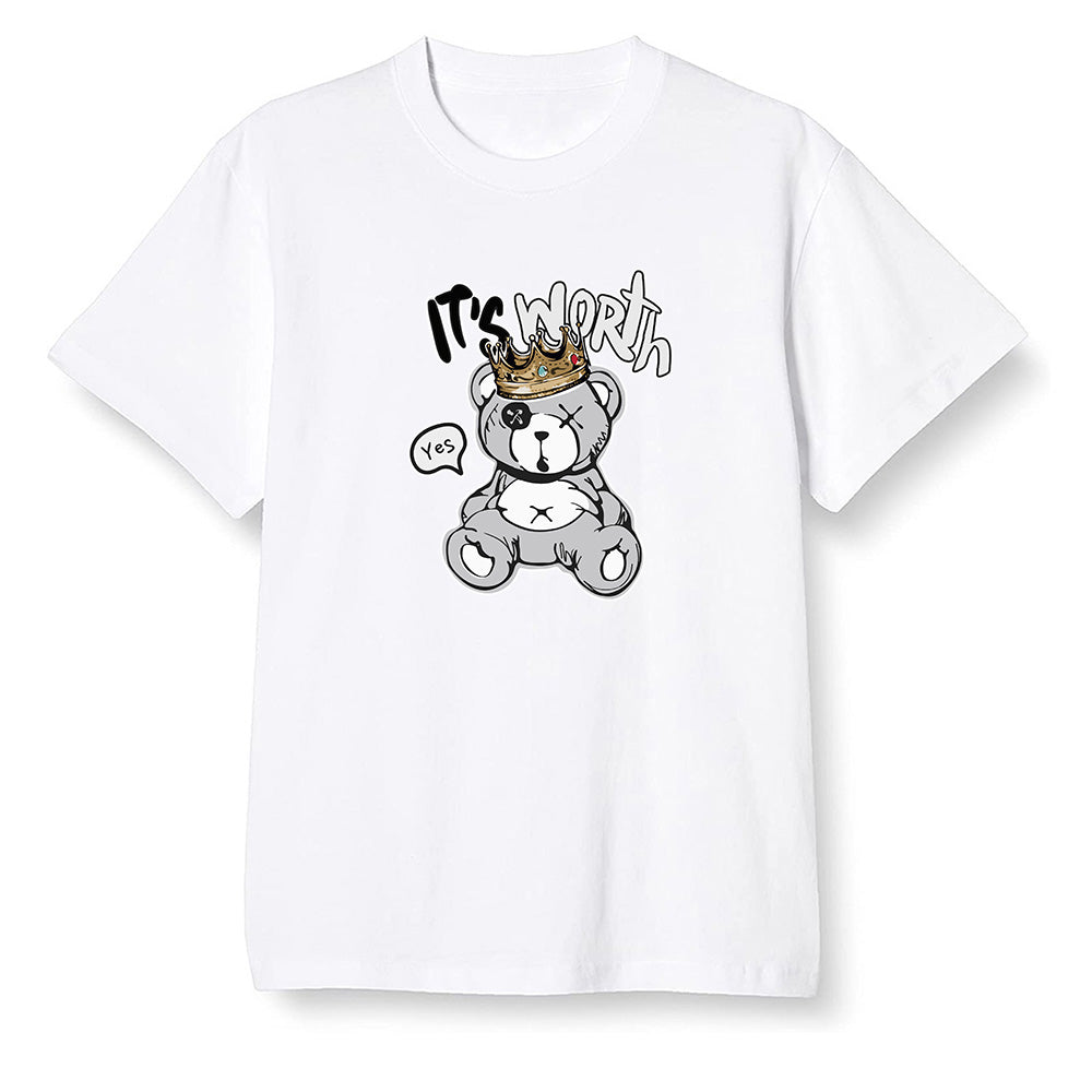 Pop Colour AJ1 Low GS Light Smoke Grey - Worth Trying Teddy Bear - White Men T-shirt