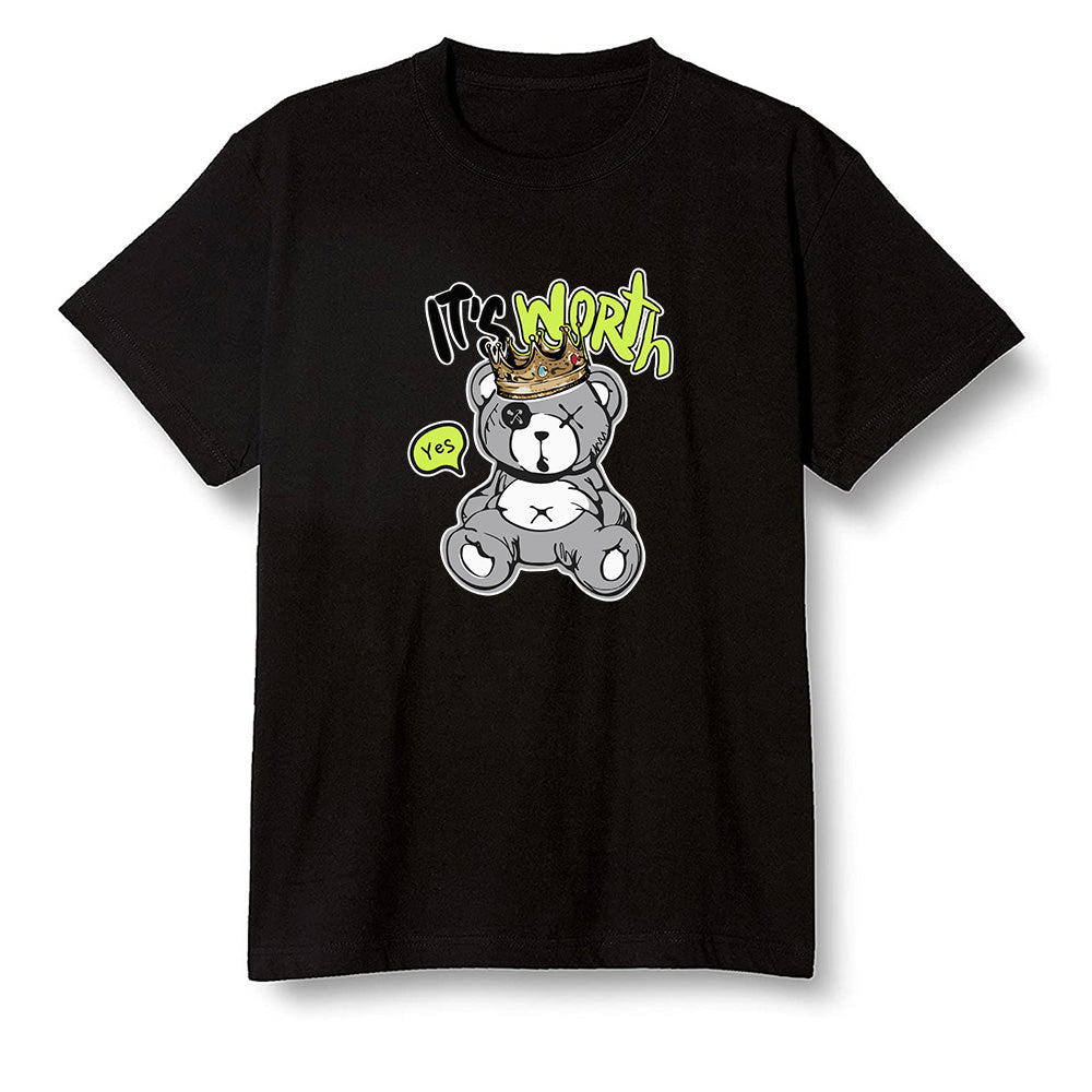 Pop Colour AJ1 Mid Grey Volt - Worth Trying Teddy Bear - Black Men T-shirt