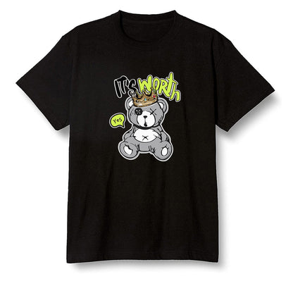 Pop Colour AJ1 Mid Grey Volt - Worth Trying Teddy Bear - Black Men T-shirt
