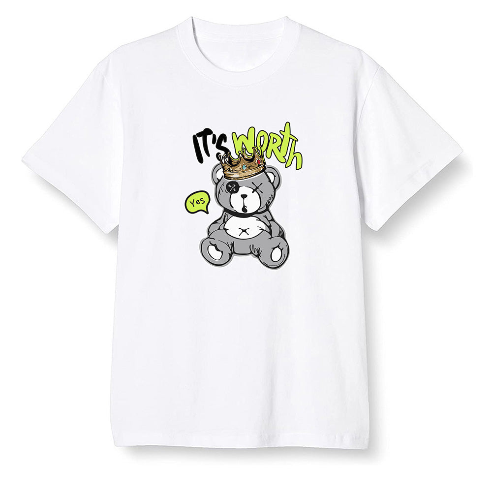 Pop Colour AJ1 Mid Grey Volt - Worth Trying Teddy Bear - White Men T-shirt