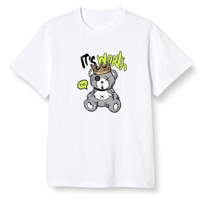 Pop Colour AJ1 Mid Grey Volt - Worth Trying Teddy Bear - White Men T-shirt