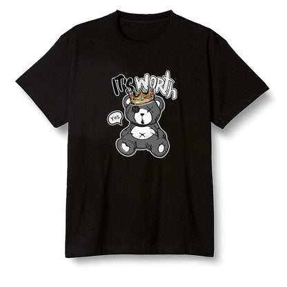 Pop Colour AJ1 High OG Black White - Worth Trying Teddy Bear - Black Men T-shirt