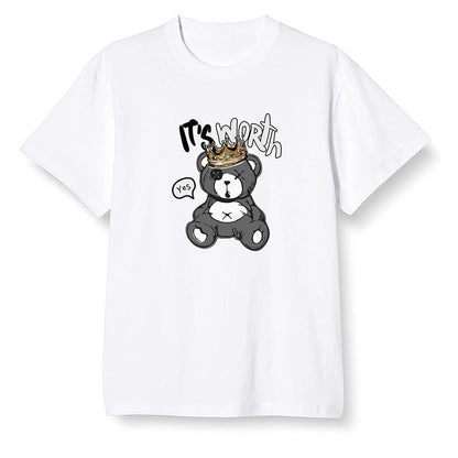 Pop Colour AJ1 High OG Black White - Worth Trying Teddy Bear - White Men T-shirt