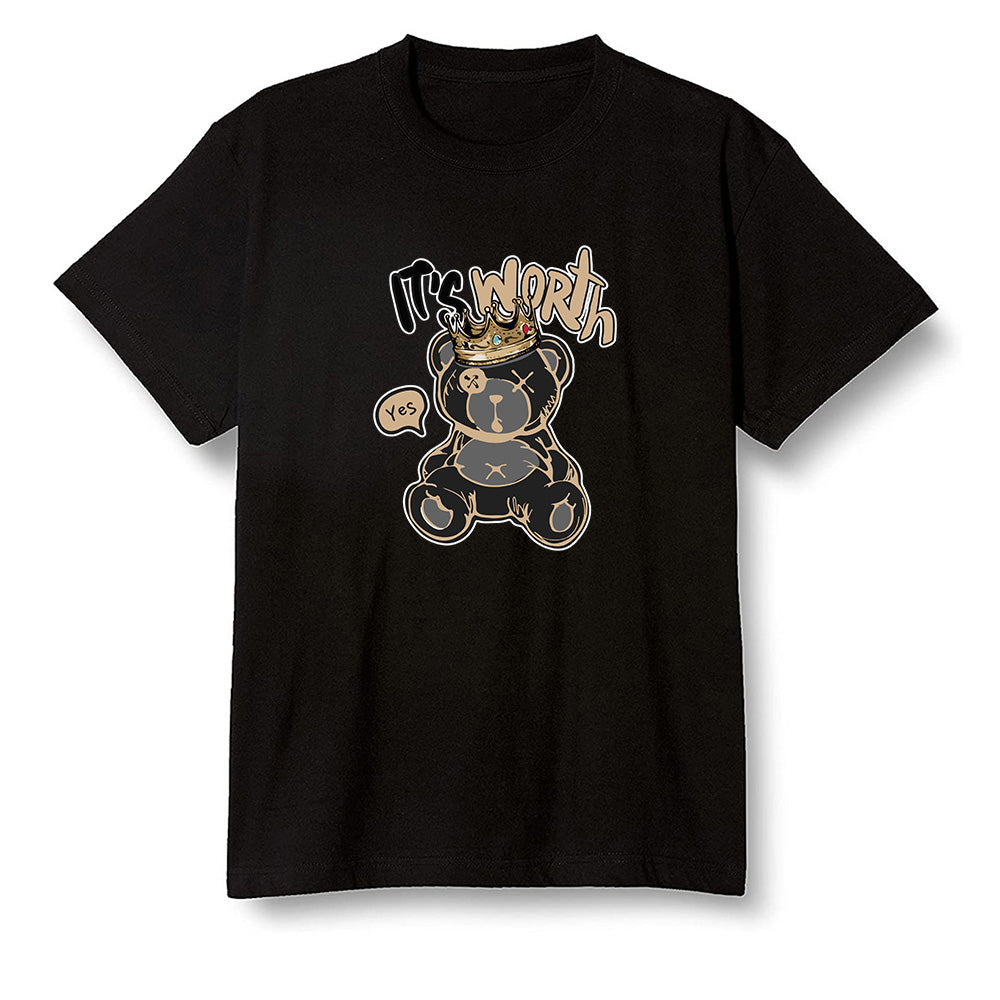Pop Colour AJ1 Retro High OGetallic Gold - Worth Trying Teddy Bear - Black Men T-shirt
