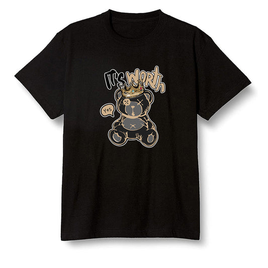 Pop Colour AJ1 Retro High OGetallic Gold - Worth Trying Teddy Bear - Black Men T-shirt