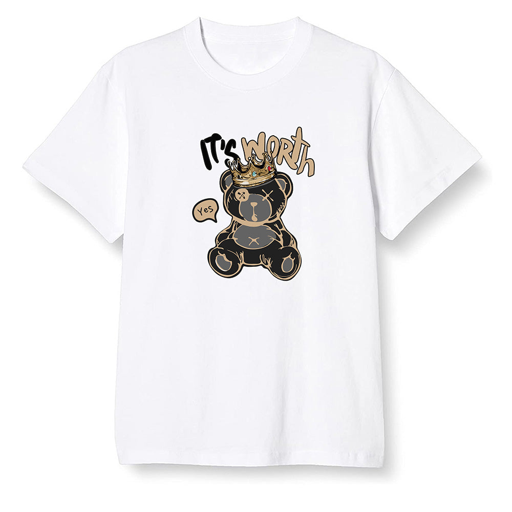 Pop Colour AJ1 Retro High OGetallic Gold - Worth Trying Teddy Bear - White Men T-shirt