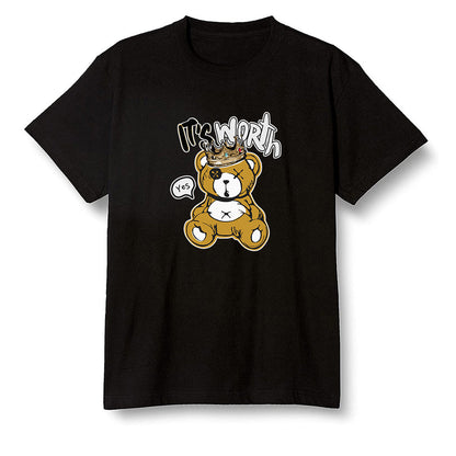 Pop Colour AJ1 Retro High OG Yellow Ochre - Worth Trying Teddy Bear - Black Men T-shirt