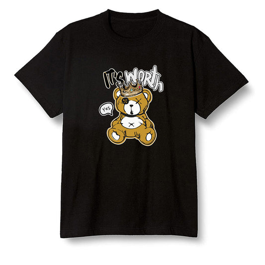 Pop Colour AJ1 Retro High OG Yellow Ochre - Worth Trying Teddy Bear - Black Men T-shirt