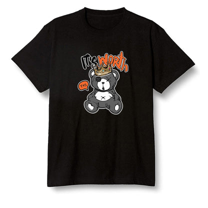 Pop Colour AJ1 Retro High OG Electro Orange - Worth Trying Teddy Bear - Black Men T-shirt