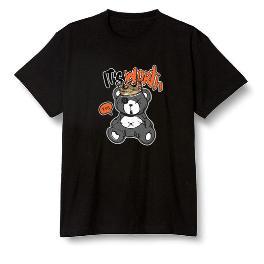 Pop Colour AJ1 Retro High OG Electro Orange - Worth Trying Teddy Bear - Black Men T-shirt