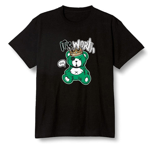 Pop Colour AJ1 Retro High OG Pine Green J10443 - Worth Trying Teddy Bear - Black Men T-shirt
