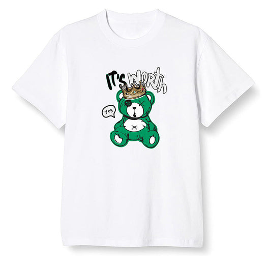 Pop Colour AJ1 Retro High OG Pine Green J10443 - Worth Trying Teddy Bear - White Men T-shirt