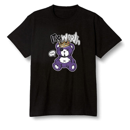 Pop Colour AJ1 Retro High OG Court Purple - Worth Trying Teddy Bear - Black Men T-shirt