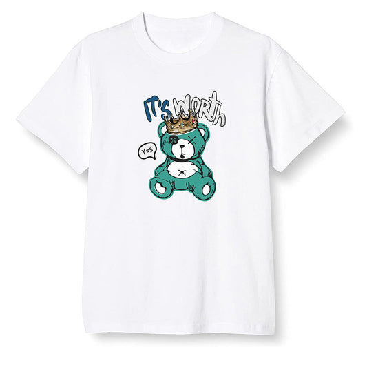 Pop Colour AJ1 High OG TIE DYE - Worth Trying Teddy Bear - White Men T-shirt