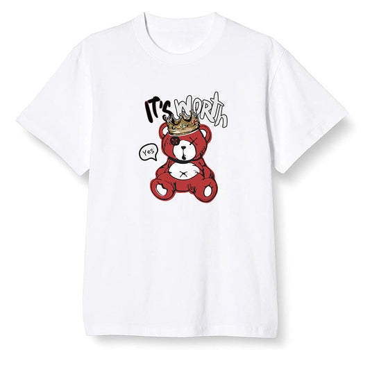 Pop Colour AJ1 High OG Satin Snake Chicago - Worth Trying Teddy Bear - White Men T-shirt