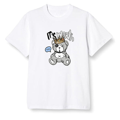 Pop Colour AJ1 High OG Wolf Grey/Sail/Photon Dust/White - Worth Trying Teddy Bear - White Men T-shirt