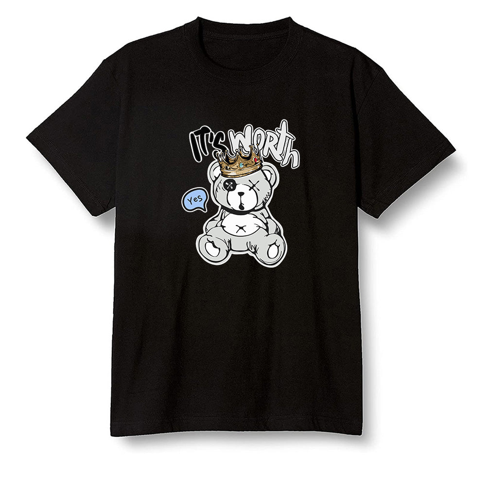 Pop Colour AJ1 Low Wolf Grey/Sail/Photon Dust/White - Worth Trying Teddy Bear - Black Men T-shirt