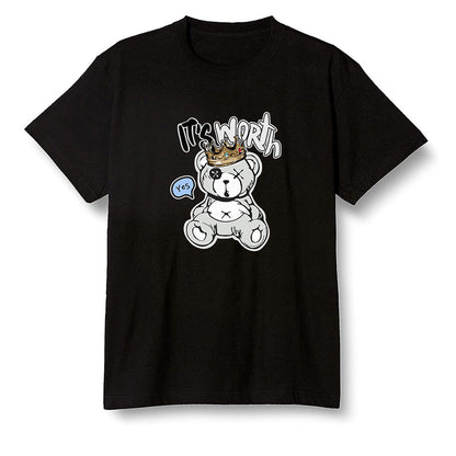 Pop Colour AJ1 Low Wolf Grey/Sail/Photon Dust/White - Worth Trying Teddy Bear - Black Men T-shirt