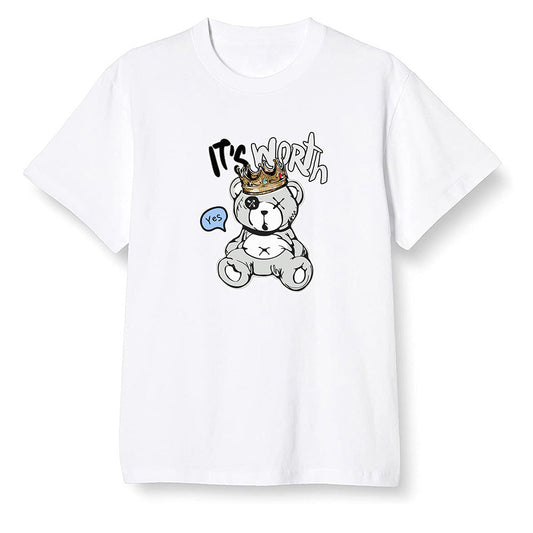 Pop Colour AJ1 Low Wolf Grey/Sail/Photon Dust/White - Worth Trying Teddy Bear - White Men T-shirt