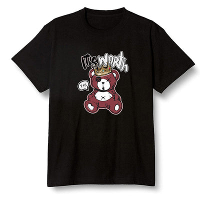 Pop Colour AJ1 Retro High OG SP White/Royal/Varsity Red/Black - Worth Trying Teddy Bear - Black Men T-shirt