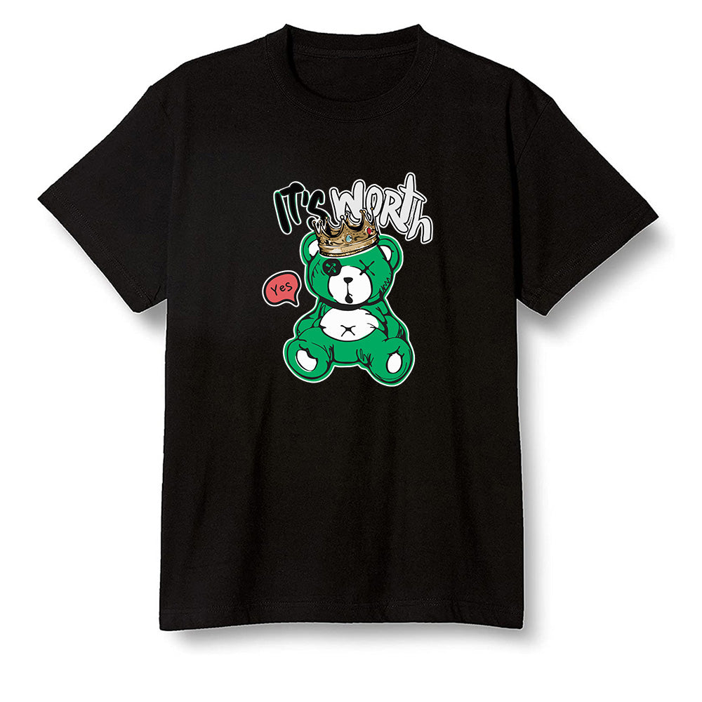 Pop Colour AJ1 High OG Lucky Green - Worth Trying Teddy Bear - Black Men T-shirt