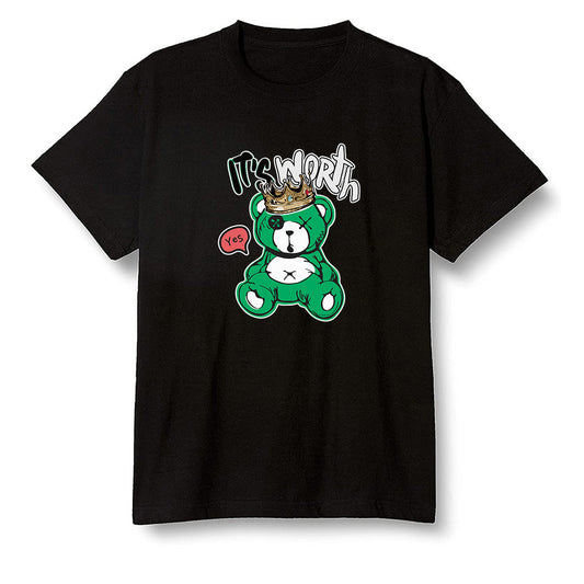 Pop Colour AJ1 High OG Lucky Green - Worth Trying Teddy Bear - Black Men T-shirt