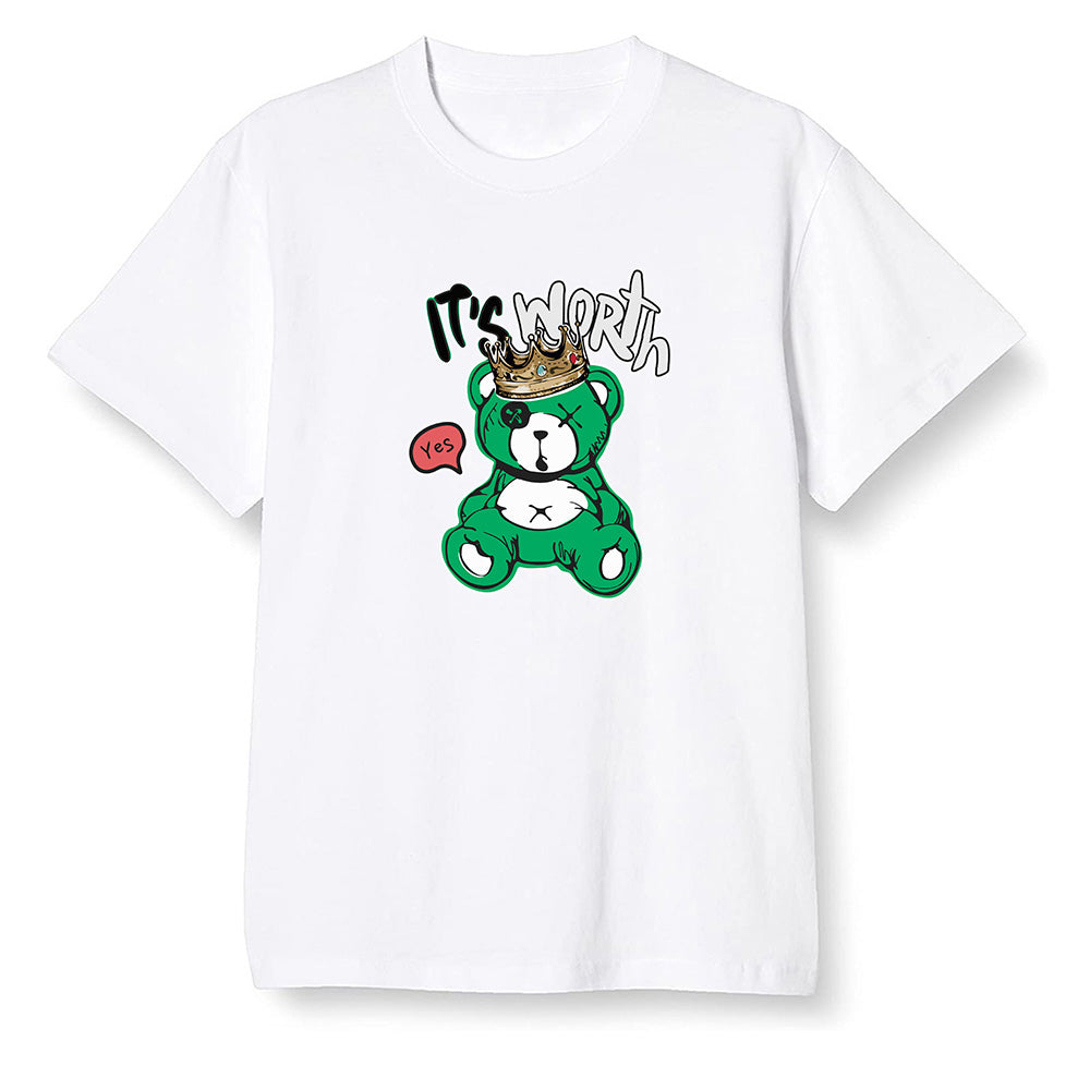 Pop Colour AJ1 High OG Lucky Green - Worth Trying Teddy Bear - White Men T-shirt