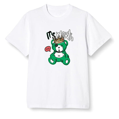 Pop Colour AJ1 High OG Lucky Green - Worth Trying Teddy Bear - White Men T-shirt