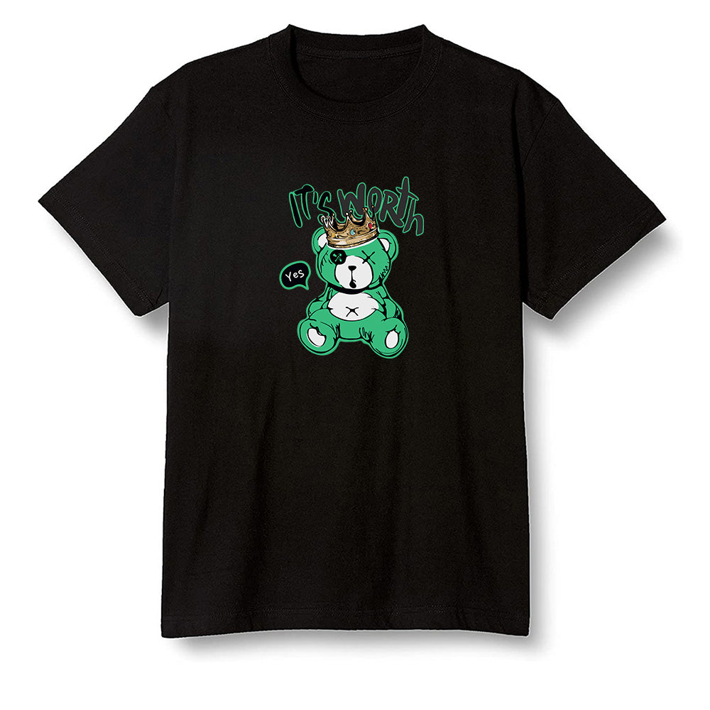 Pop Colour AJ13 Retro 'Lucky Green' - Worth Trying Teddy Bear - Black Men T-shirt