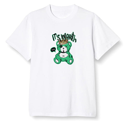 Pop Colour AJ13 Retro 'Lucky Green' - Worth Trying Teddy Bear - White Men T-shirt