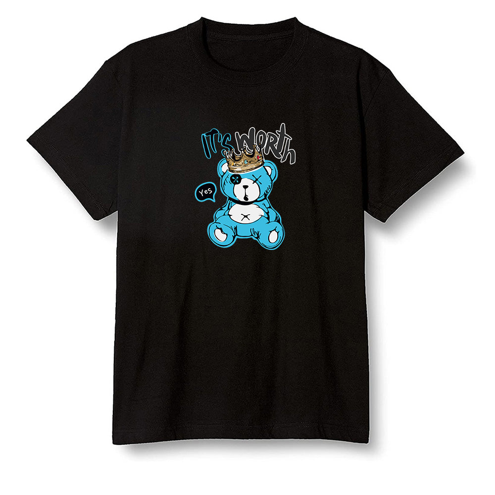 Pop Colour AJ13 Retro Obsidian Powder Blue - Worth Trying Teddy Bear - Black Men T-shirt